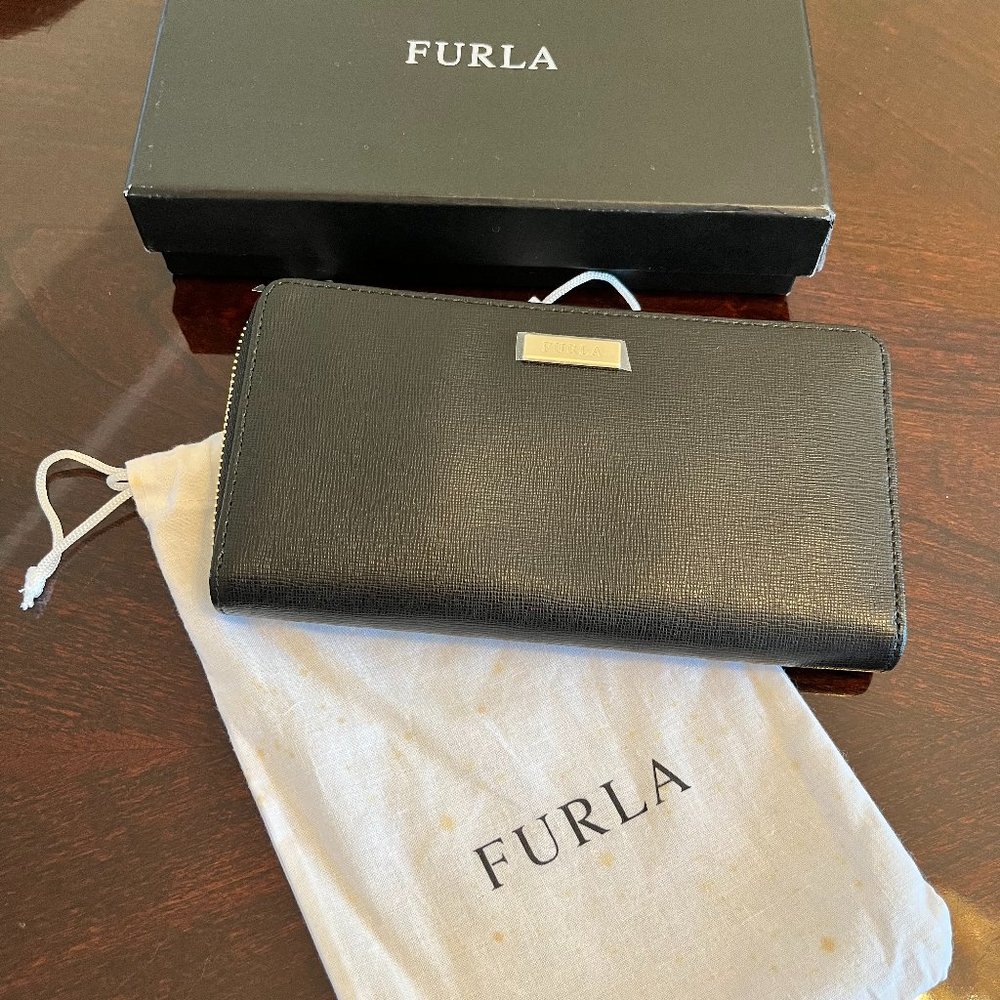 NEW Furla Babylon Zip Around XL Nero